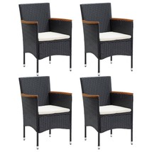 Garden Dining Chairs 4 pcs Poly Rattan Black - £169.94 GBP