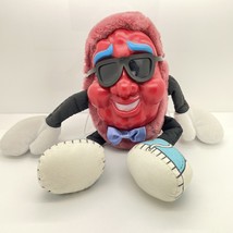 Vintage 12&quot; California Raisins Rubber Face Plush DOLL Retro 1980&#39;s Purple Bowtie - £11.93 GBP