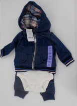 Carter&#39;s 3PC Set Jacket Top And Pants 3 Mos Baby &quot;Hunk&quot; &quot;Mighty Cute M.V.P.&quot; - £15.98 GBP