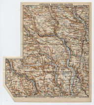 1903 Antique Map Krøderen / Randsfjorden / Valdres Valders / Lillehammer Norway - £22.40 GBP