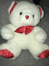 White And Red Teddy Bear Soft Toy Approx 10” - £7.46 GBP