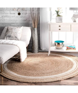 7 ft Round Natural and Swirl Jute Rug,Handmade Jute Rug, Jute Round Rug,... - $3,780.91 MXN