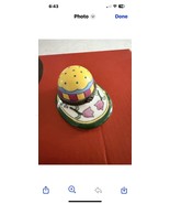 1997 CBK Ltd Porcelain Hinged Trinket Box Flowers &amp; Stripes - €16,98 EUR