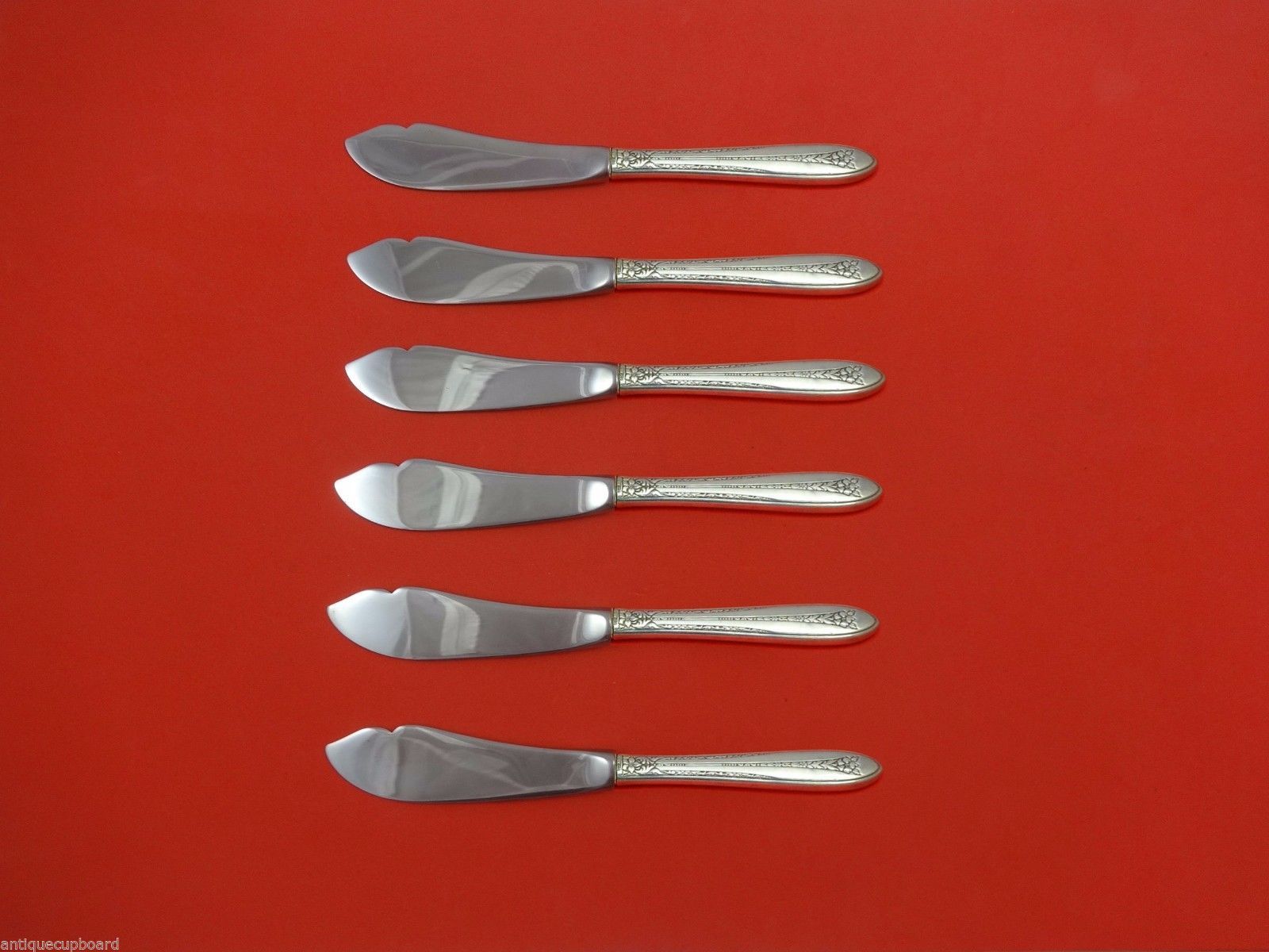 Margaret Rose by National Sterling Trout Knife Set 6pc. HHWS  Custom 7 1/2" - £328.72 GBP