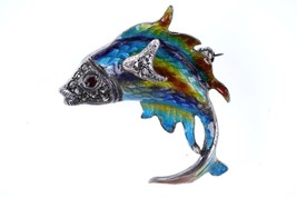 Vintage German Sterling Guilloche Marcasite Fish brooch - £151.33 GBP