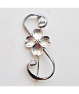 STUART NYE VINTAGE 925 STERLING SILVER DOGWOOD BLOSSOM SCROLL PIN BROOCH - €33,37 EUR