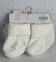 Carter&#39;s Just One You Baby Size 0-3M White Chenille Foldover Ankle Socks (4PK) - £5.41 GBP