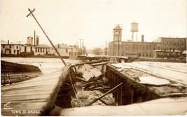 1913 Orig. Real Photo Post Card Dayton Ohio Flood Town Street bridge des... - £21.81 GBP