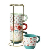 Five (5) Piece Pioneer Woman ~ MERRY MEADOWS FLORAL ~ Stacking Mugs w/Rack - €43,27 EUR