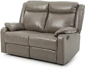Glory Furniture Ward Faux Leather Double Reclining Loveseat in Gray - £1,094.31 GBP