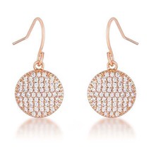 Precious Stars Rose Goldtone Cubic Zirconia Round Disc Dangling Hook earrings - £19.30 GBP