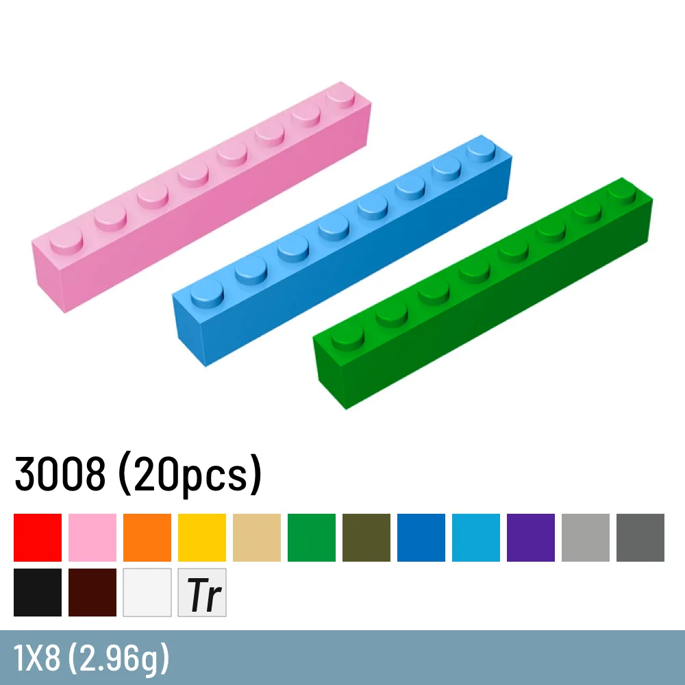 20 Pcs / Lot DIY Building Blocks Thick Figures Bricks 1x8 Dots Size Compatible - £15.15 GBP+