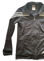 Adidas Women’s Track Jacket Black 3-Stripe Full Zip Climalite NWOT image 2