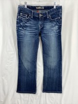 BKE Stella Crop Women Denim Jeans 29 Stretch Whisker Faded Distressed - £18.60 GBP