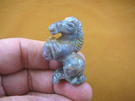 (Y-HOR-RE-557) Rearing gray tan green HORSE carving figurine GEMSTONE ho... - $14.01