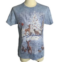 The Mountain 3D Tees Holiday T-Shirt M Blue Tie Dye Short Sleeve Christm... - £17.39 GBP