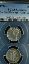 1942-S Mercury dime that has been graded Uncirculated Details,Machine Damage,  2 - £33.49 GBP