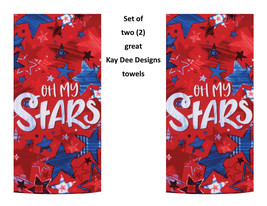 KAY DEE DESIGNS &quot;Oh My Stars&quot; R7257 Two Dual Purpose Terry Towels~16&quot;x26″Cotton - £12.72 GBP