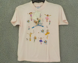 REALLY WILD YOUTH T-SHIRT SZ M (10-12) LIGHT PINK TOP W/ 2 SNAP ON BALLE... - $11.99