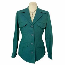 Linda Allard Ellen Tracy Tailored Green Button Front Blazer Size 2 petite - £27.76 GBP