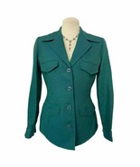 Linda Allard Ellen Tracy Tailored Green Button Front Blazer Size 2 petite - $34.65