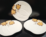 (3) Certified International Fall Firenze 3D Pumpkin Plates Set Emboss Fr... - $36.60