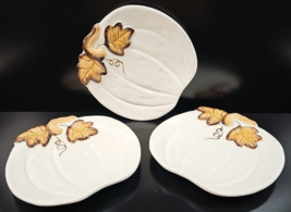 (3) Certified International Fall Firenze 3D Pumpkin Plates Set Emboss Fr... - £29.18 GBP