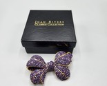 Joan Rivers Pave Purple Crystal Bow Brooch Classics Collection Gold Tone... - £100.40 GBP