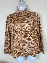 LOFT Outlet Womens Size XL Orange Animal Print Turtleneck Knit Top Long Sleeve - £10.61 GBP