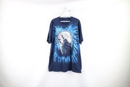 Vintage Streetwear Mens Large Faded Nature Wolf Moon Short Sleeve T-Shirt Blue - £23.70 GBP