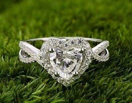 Bague de fiançailles en forme de cœur avec diamant simulé de 2,65 ct, or... - £200.39 GBP