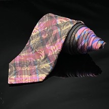 Robert Graham Mens Neck Tie Silk 59&quot; x 3.25&quot;  Purple Pink Floral Paisley Plaid - £79.25 GBP