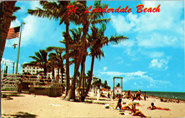 Vtg Postcard Beach Ft Lauderdale Florida Palm Trees Postmarked  1975 - £4.45 GBP