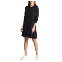 Caslon XS Black Cotton Long Sleeve Flounce Skirt Hood Sweatshirt Dress N... - £30.36 GBP