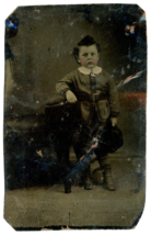 CIRCA 1860&#39;S Hand Tinted 1/6th Plate TINTYPE Adorable Little Boy In Child&#39;s Suit - £10.92 GBP