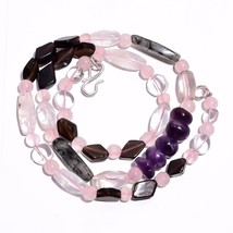 Natural Smoky Quartz Amethyst Rose Quartz Gemstone Beads Necklace 17&quot; UB-2661 - £7.81 GBP