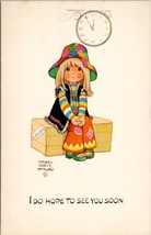 Artist Mabel Lucie Attwell Girl Hippie Wear I Hope to See You Again  Postcard W8 - £13.31 GBP