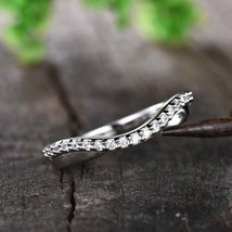 0.30Ct Round Diamond Curved Lab Created Bridal Wedding Ring 14K White Gold GP Fn - £67.47 GBP