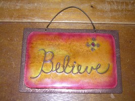 Estate Sunset Enamel Rectangle Over Copper Rectangle with Believe &amp; Sout... - £14.50 GBP