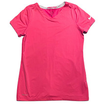 Nike Pro Girls Fitted Short Sleeve Top Size Large Pink Tennis Running Athletic - $13.85