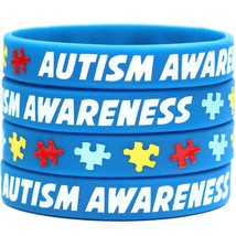 50 Autism Awareness Wristbands - Colorful Puzzle Pieces Silicone Bracelets  - £30.76 GBP