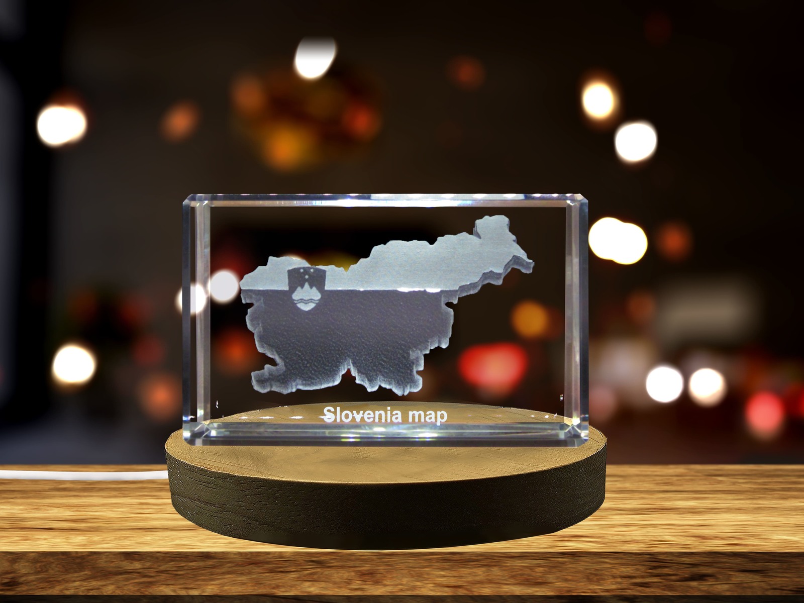 LED Base included | Slovenia 3D Engraved Crystal 3D Engraved Crystal Keepsake