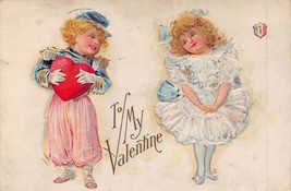 Beautiful Victorian Girl &amp; BOY-TO My VALENTINE-1910 Postcard Artist A F Logo - £5.51 GBP
