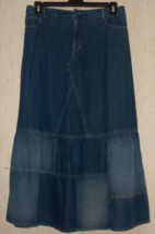 Excellent Womens Studio West Apparel 5 Pocket Long Distressed Denim Skirt Size L - £25.56 GBP