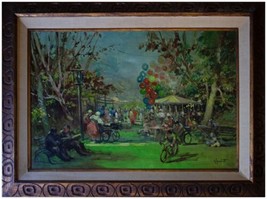 Giordano Giovanetti Signed Canvas Oil Painting Mid Century Italian Impressionist - £670.50 GBP