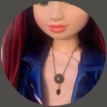 18 inch Fashion Doll Jewelry • Trendy Black Dangle Medallion Style Doll Necklace - £8.60 GBP