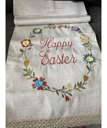 INSPIRED TREASURES Happy Easter Wreath Embroidered TABLE RUNNER 14” X 72... - £26.26 GBP