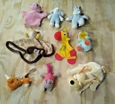 Lot of 9 Infant Toddler Plush Animals Teether Lovey Blankie Rattle Puppet Babies - £9.14 GBP