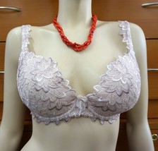 UNDERWIRE BRA LIGHTLY PADDED MADE IN EUROPE EMBROIDERED BEIGE COTTON 38D... - £33.96 GBP