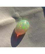Genuine Fire Opal Cab,Ethiopian Opal, 14x11mm 4.4Cts, Red Green And Purple Fire - $103.57